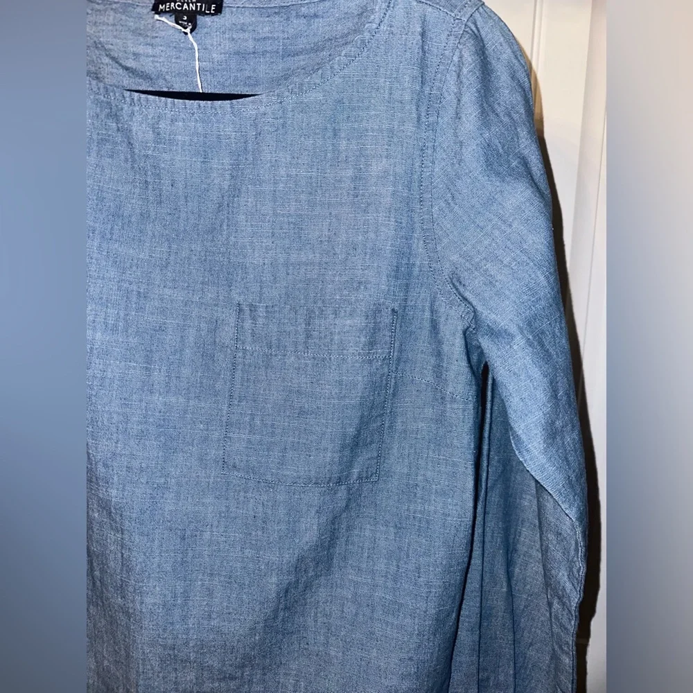 J Crew Size Small Denim Blue‎ Long Sleeve Blouse